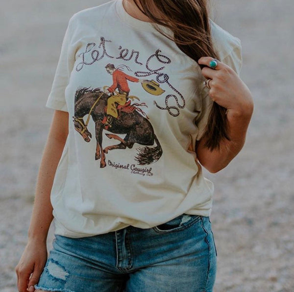 Let'er Go Tee- Natural