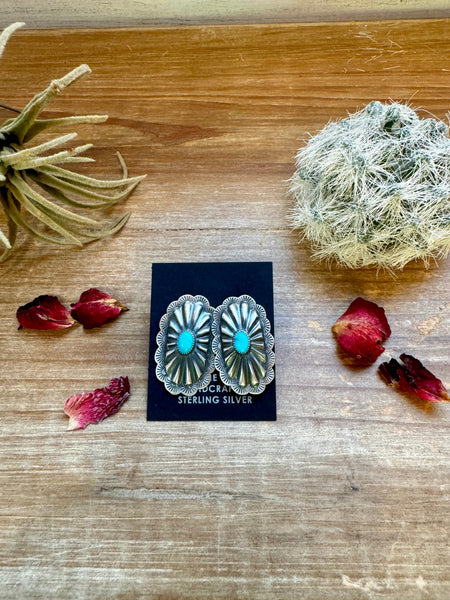 Sterling Silver with Turquoise || Stud Earrings