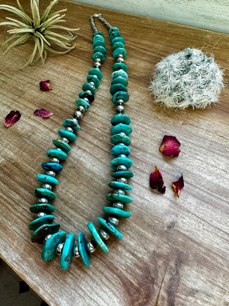 Sterling Silver and Turquoise 26 inch || Necklace