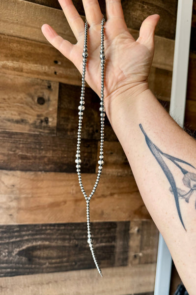 Lariat Graduated Sterling Silver Pearl || Necklace