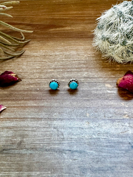 Round Turquoise || Stud Earrings