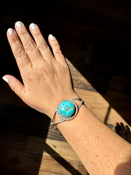 Sterling Silver with Kingman Turquoise Cuff || Bracelet