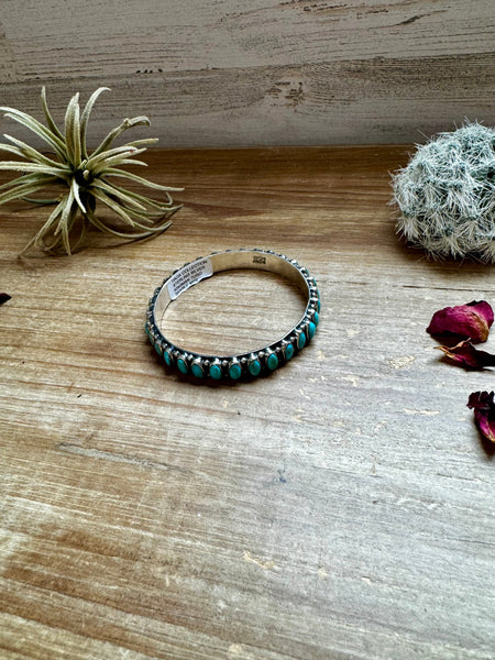 Sterling Silver with Kingman Turquoise || Bangle Bracelet