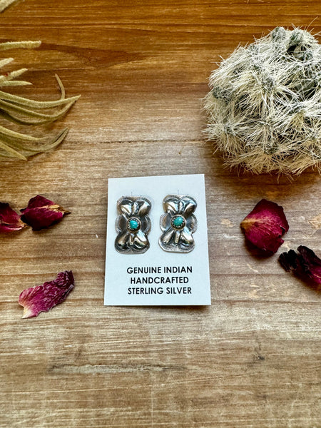 Sterling Silver with Turquoise || Stud Earrings