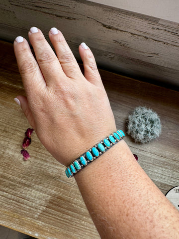 Sterling Silver with Kingman Turquoise || Bangle Bracelet