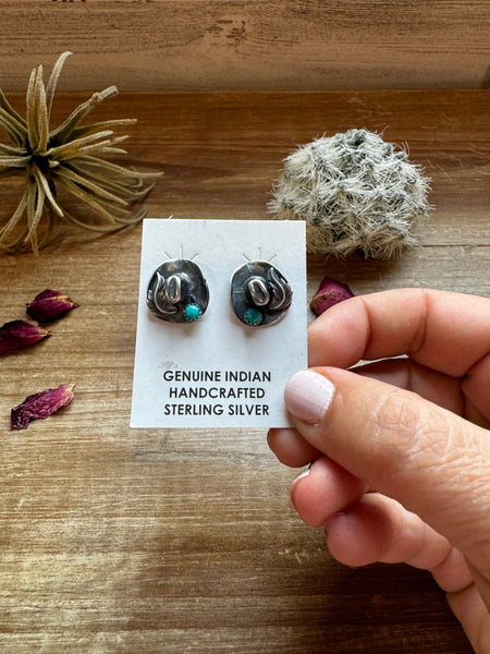 Cowboy Hat with Turquoise || Stud Earrings