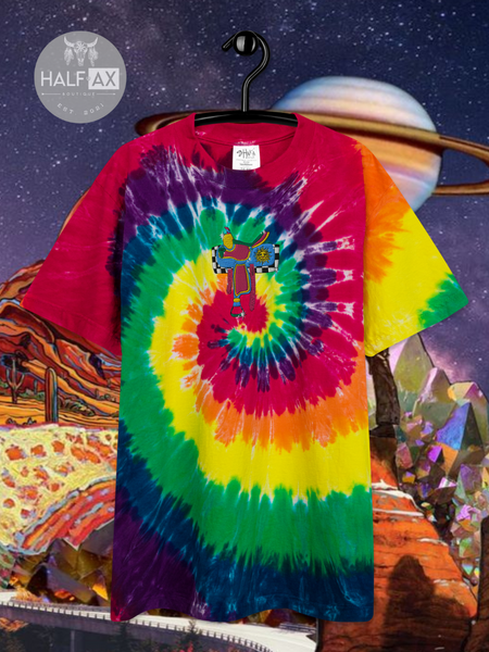 Psychedelic Saddle || Embroidered Tie-Dye Tee
