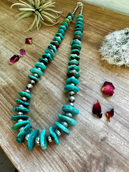 Sterling Silver and Turquoise - 25 inch || Necklace