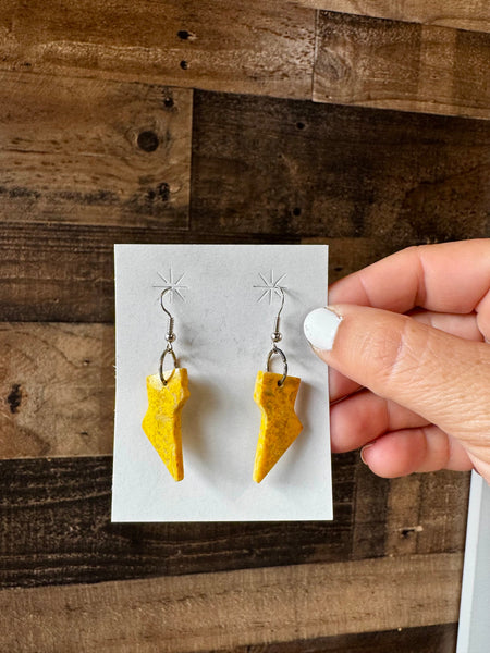 Bumble Bee Jasper Slab Lightning Bolt || Earrings