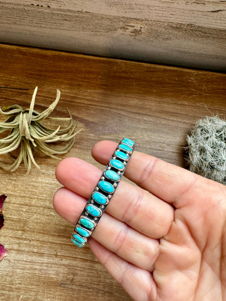 Sterling Silver with Kingman Turquoise || Bangle Bracelet