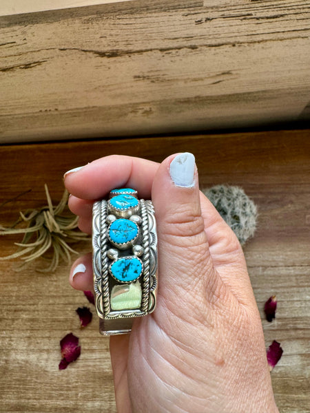 Sterling Silver with Kingman Turquoise Cuff || Bracelet