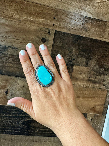 Kingman Turquoise and Sterling Silver || Size 10 Ring