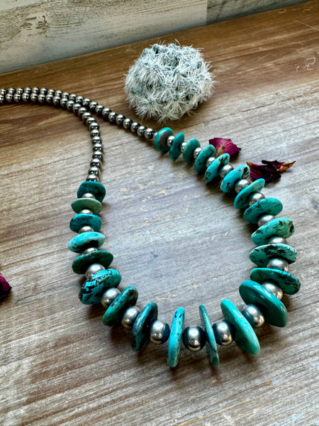 Sterling Silver and Turquoise 32 inch || Necklace