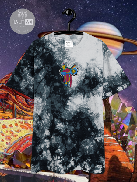 Psychedelic Saddle || Embroidered Tie-Dye Tee