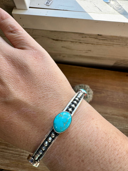 Sterling Silver with Kingman Turquoise || Bangle Bracelet