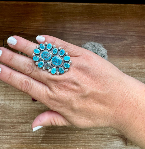 Kingman Turquoise and Sterling Silver || Adjustable Ring