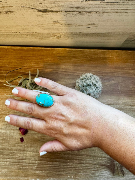 Kingman Turquoise and Sterling Silver || Adjustable Ring