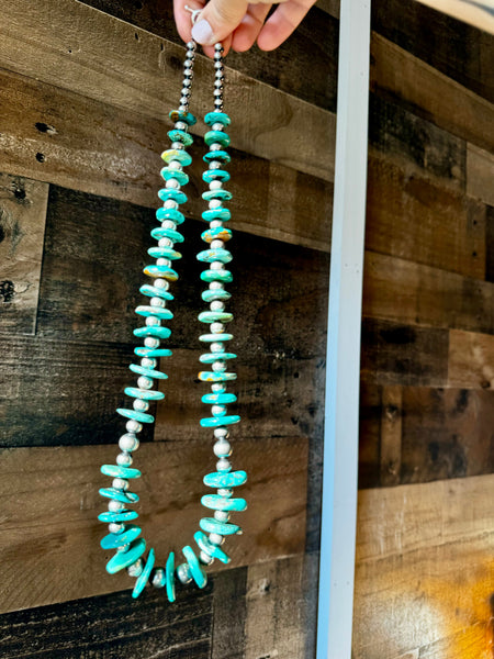 Sterling Silver and Turquoise - 25 inch || Necklace