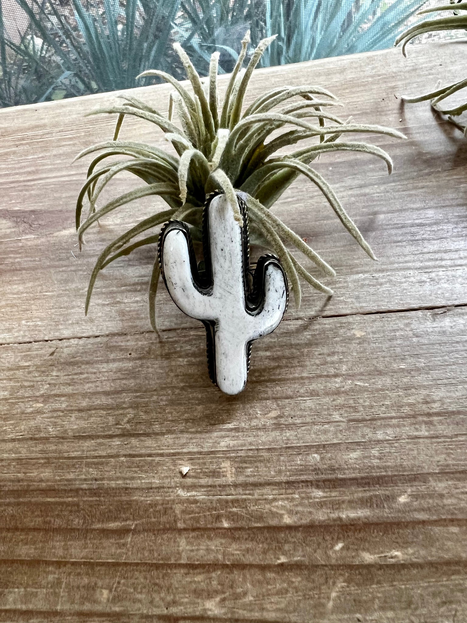 White Cactus Antler || Adjustable Ring