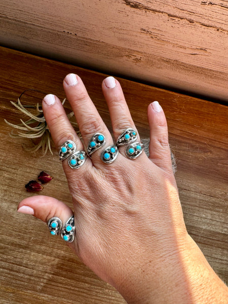 Turquoise and Sterling Silver Wrap || Adjustable Ring