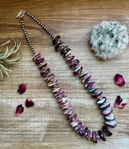 Sterling Silver and Purple Spiny 22 inch || Necklace