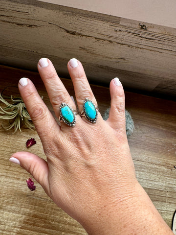 Kingman Turquoise and Sterling Silver || Size 7 & 8 Rings