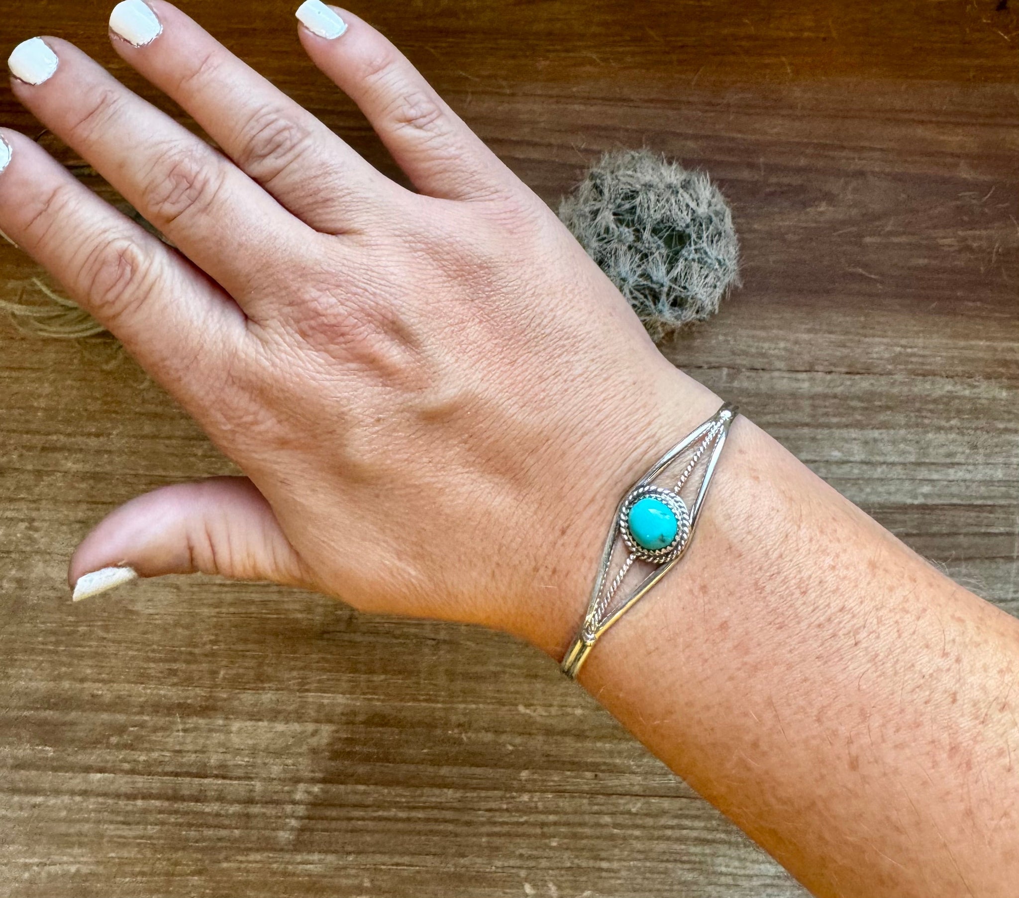 Sterling Silver with Kingman Turquoise Cuff || Bracelet