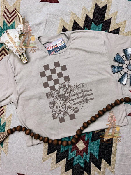 Checkered Cowboy Gal || Tee