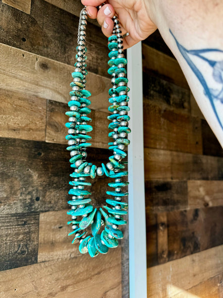 Sterling Silver and Turquoise 23 inch || Necklace