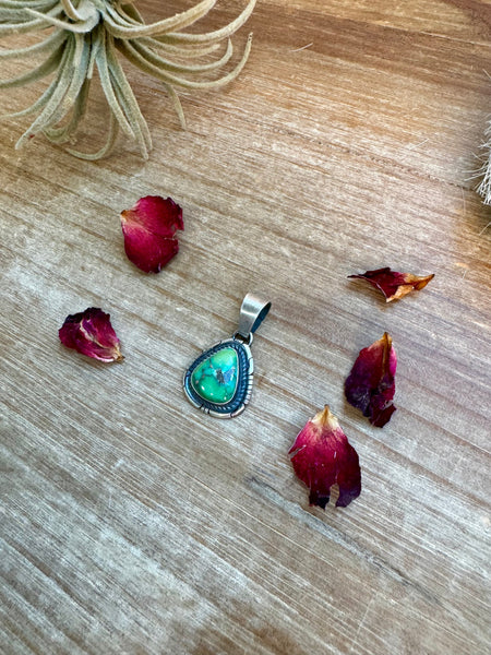 Sterling Silver with Green Turquoise || Pendant