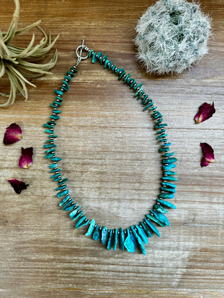 American Turquoise with 3 mm Sterling Silver Pearls 18 inch || Necklace