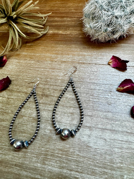 Teardrop 3 mm and 10 mm Sterling Silver Pearls || Earrings