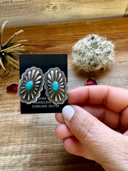 Sterling Silver with Turquoise || Stud Earrings