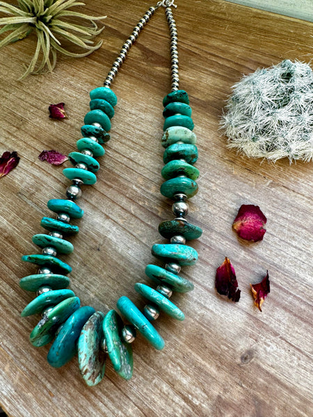 Sterling Silver and Turquoise 23 inch || Necklace