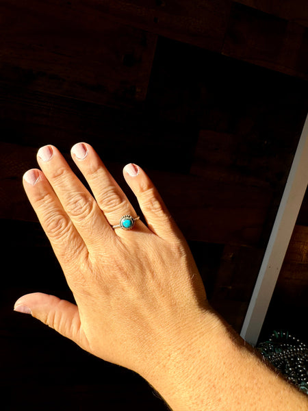 Small Turquoise and Sterling Silver || Size 6.5 Ring