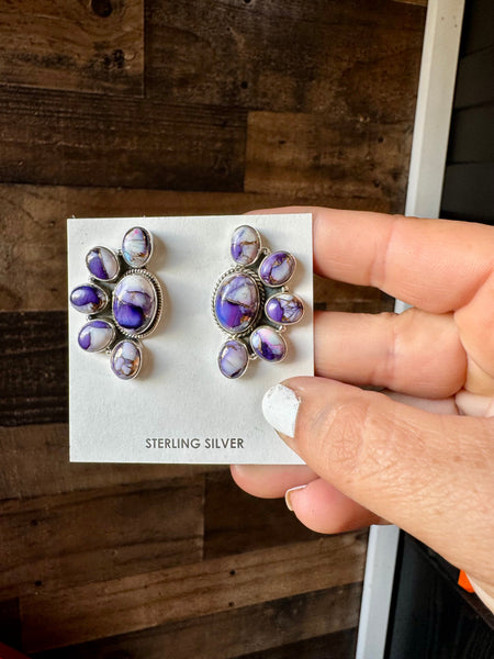 Big Violet Rose || Stud Earrings