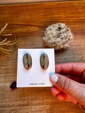 Royston Turquoise Green and Blue  || Stud Earrings