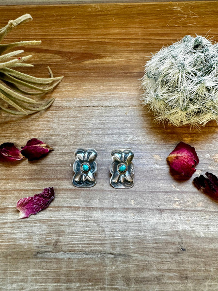 Sterling Silver with Turquoise || Stud Earrings