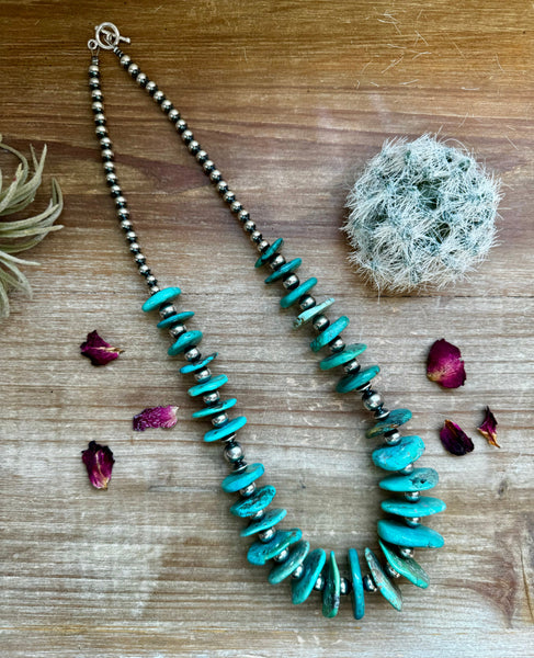 Sterling Silver and Turquoise 23 inch || Necklace