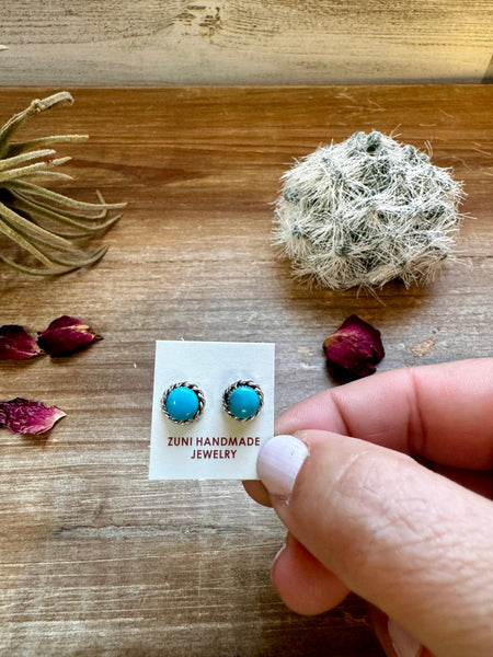 Round Turquoise || Stud Earrings