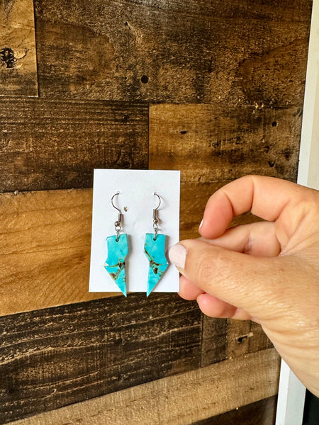 Turquoise Thunder Bolt Slab || Earrings