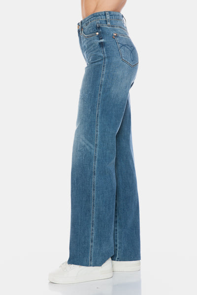 Judy Blue || Tummy Control Raw Hem Straight Jeans