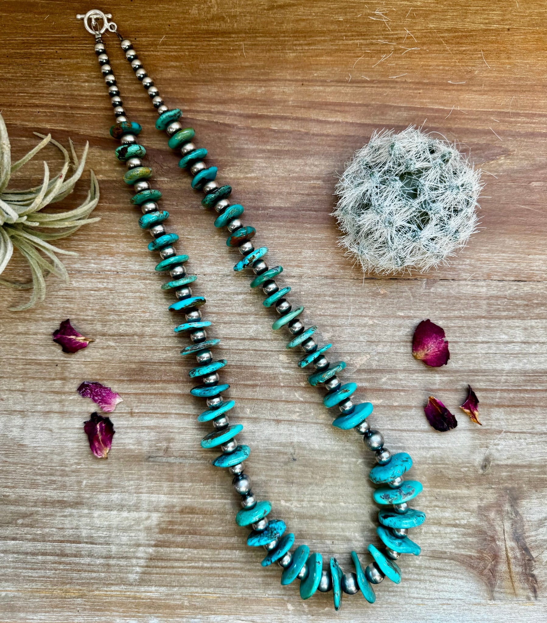 Sterling Silver and Turquoise - 25 inch || Necklace