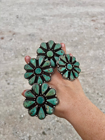 Large Green Turquoise Cluster || Adjustable Rings