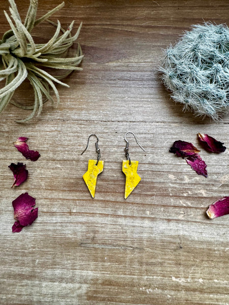 Bumble Bee Jasper Slab Lightning Bolt || Earrings