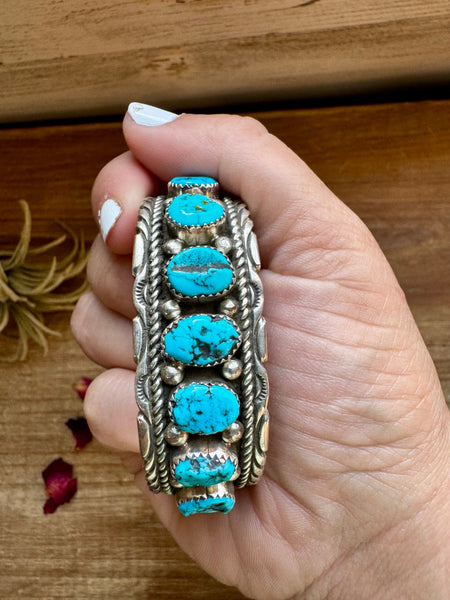 Sterling Silver with Kingman Turquoise Cuff || Bracelet