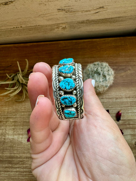 Sterling Silver with Kingman Turquoise Cuff || Bracelet