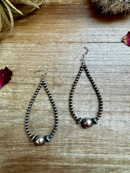 Teardrop 3 mm and 10 mm Sterling Silver Pearls || Earrings