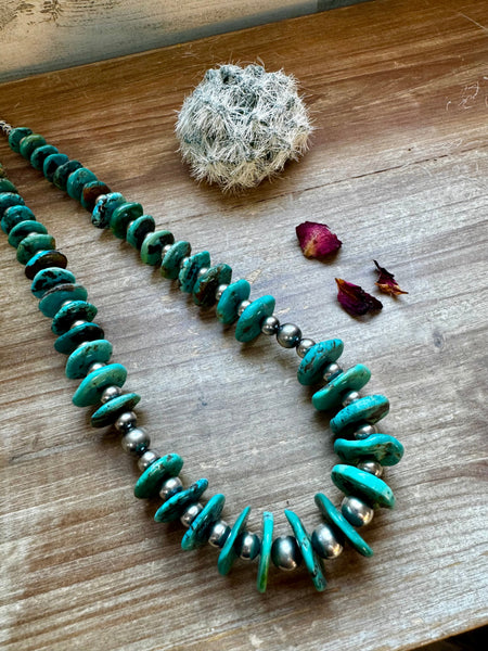 Sterling Silver and Turquoise - 25 inch || Necklace