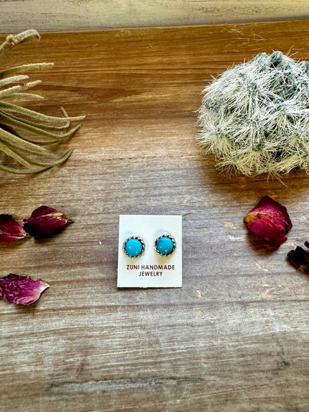 Round Turquoise || Stud Earrings